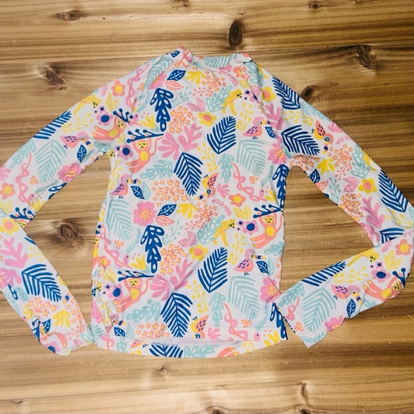 Tucker + Tate Long Sleeve Swim Shirt Girls size 7  Floral Birds Monkey - Picture 7 of 8